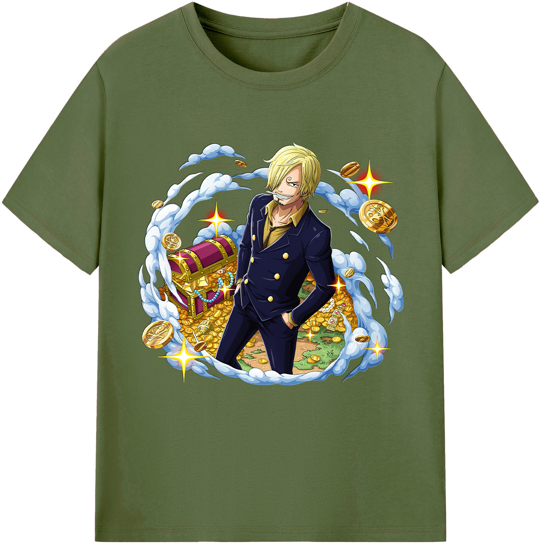 ワンピース サンジ ONE PIECE Sanji 綿100％半袖Tシャツ（フロントプリント）